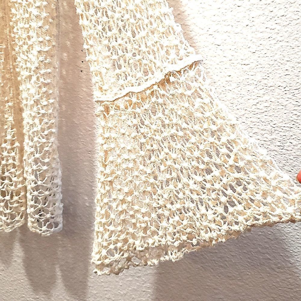Open weave cardigan by Shien bell sleeve ivory one size NWOT - Picture 3 of 5